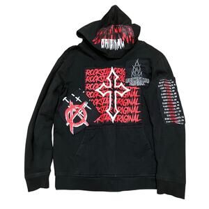 Rockstar Original Tour Mens Large Streetwear Black Red‎ Pullover Hoodie Hip Hop